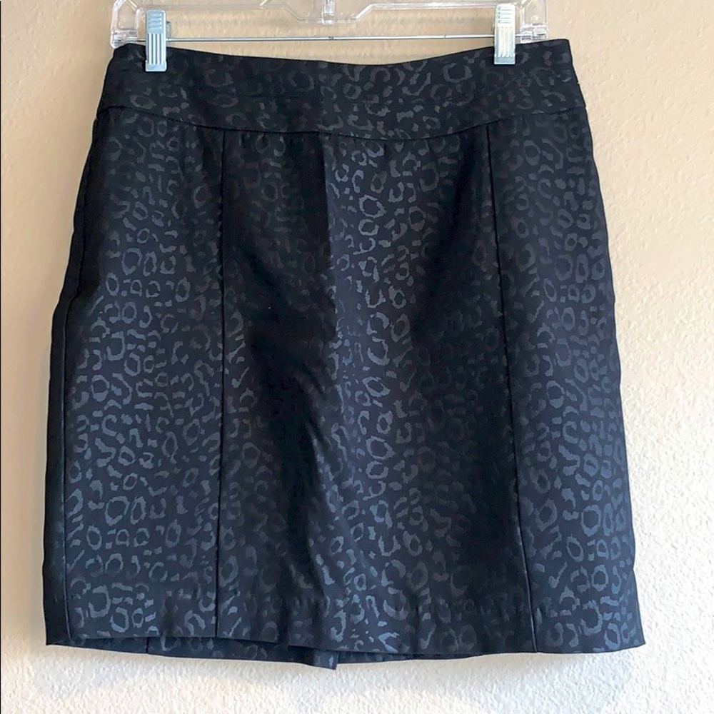 Black Shiny Cheetah Print Pencil Skirt